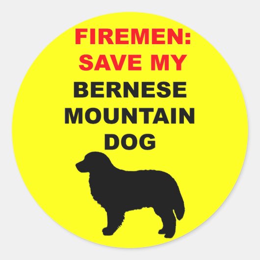 Brandweerman red mijn berner hond ronde sticker (Voorkant)