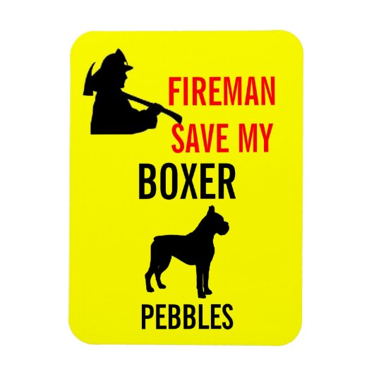 Brandweerman red mijn bokser hond brandveiligheid magneet (Verticaal)