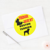 Brandweerman Red mijn Boston Terrier Ronde Sticker (Envelop)