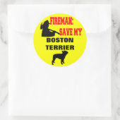 Brandweerman Red mijn Boston Terrier Ronde Sticker (Tas)