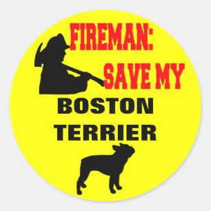 Brandweerman Red mijn Boston Terrier Ronde Sticker