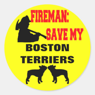 Brandweerman Red mijn Boston Terriers Ronde Sticker
