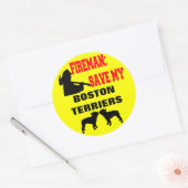 Brandweerman Red mijn Boston Terriers Ronde Sticker (Envelop)
