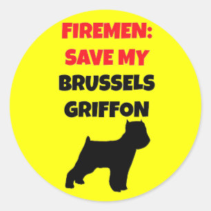 Brandweerman Red mijn Brusselse Griffon Ronde Sticker