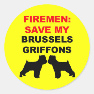 Brandweerman red mijn Brusselse Griffons Ronde Sticker