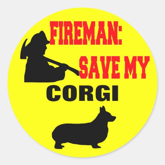 Brandweerman red mijn Corgi Ronde Sticker (Voorkant)