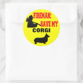 Brandweerman red mijn Corgi Ronde Sticker (Tas)