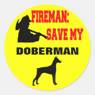 Brandweerman red mijn doberman ronde sticker