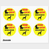Brandweerman red mijn doberman ronde sticker (Vel)