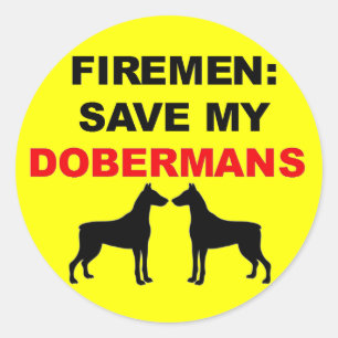 Brandweerman Red mijn Dobermans Ronde Sticker