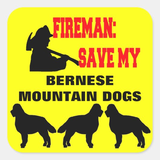 Brandweerman red mijn drie berenhonden vierkante sticker (Voorkant)