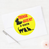 Brandweerman red mijn drie katten ronde sticker (Envelop)