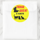 Brandweerman red mijn drie katten ronde sticker (Tas)