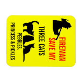 Brandweerman red mijn drie katten veiligheid magneet (Horizontaal)