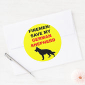 Brandweerman red mijn Duitse herder Ronde Sticker (Envelop)