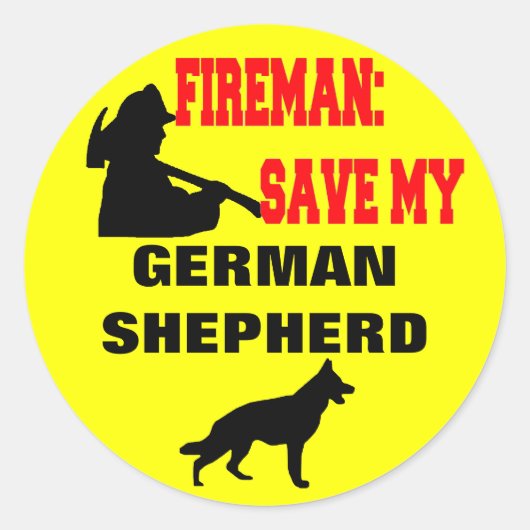 Brandweerman red mijn Duitse herder Ronde Sticker (Voorkant)