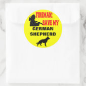 Brandweerman red mijn Duitse herder Ronde Sticker (Tas)