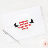 Brandweerman red mijn gehandicapte kind ronde sticker (Envelop)