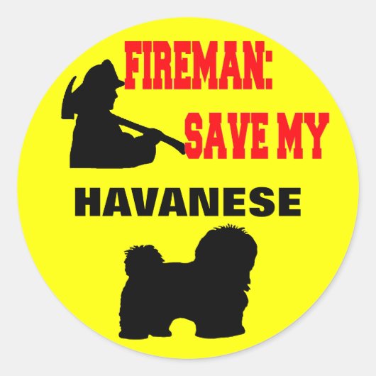 Brandweerman red mijn Havanese Ronde Sticker (Voorkant)