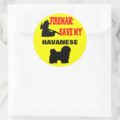 Brandweerman red mijn Havanese Ronde Sticker (Tas)