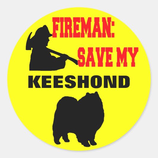 Brandweerman red mijn keeshond ronde sticker (Voorkant)