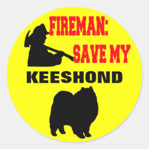 Brandweerman red mijn keeshond ronde sticker