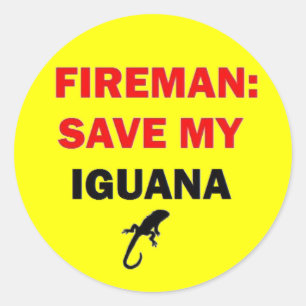 Brandweerman red mijn leguaan ronde sticker