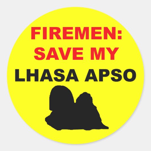Brandweerman red mijn Lhasa ook Ronde Sticker (Voorkant)