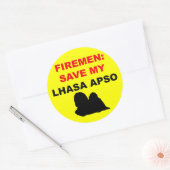 Brandweerman red mijn Lhasa ook Ronde Sticker (Envelop)