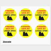 Brandweerman red mijn Lhasa ook Ronde Sticker (Vel)