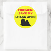 Brandweerman red mijn Lhasa ook Ronde Sticker (Tas)