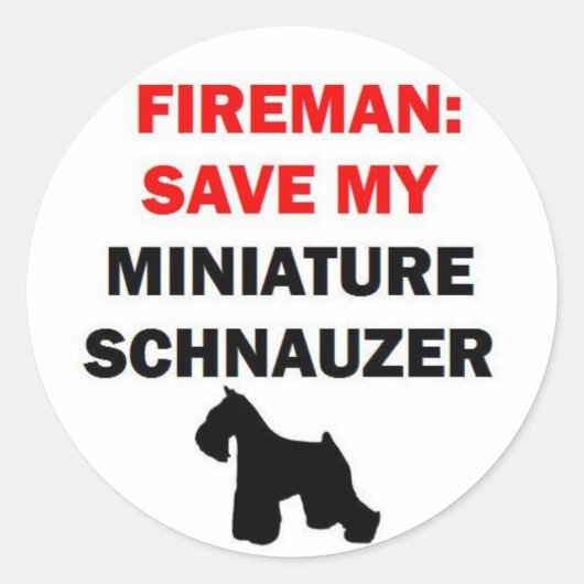 Brandweerman Red mijn miniatuur Schnauzer Ronde Sticker (Voorkant)