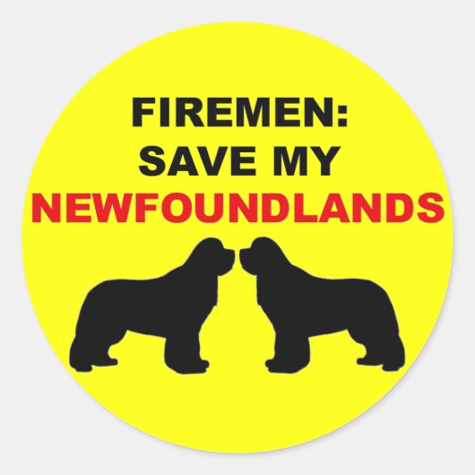 Brandweerman red mijn Newfoundlands Ronde Sticker (Voorkant)