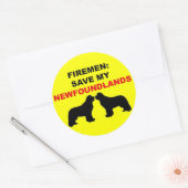 Brandweerman red mijn Newfoundlands Ronde Sticker (Envelop)