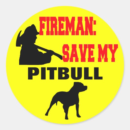 Brandweerman red mijn Pitbull Ronde Sticker (Voorkant)