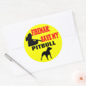 Brandweerman red mijn Pitbull Ronde Sticker (Envelop)