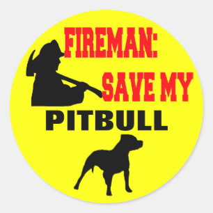 Brandweerman red mijn Pitbull Ronde Sticker