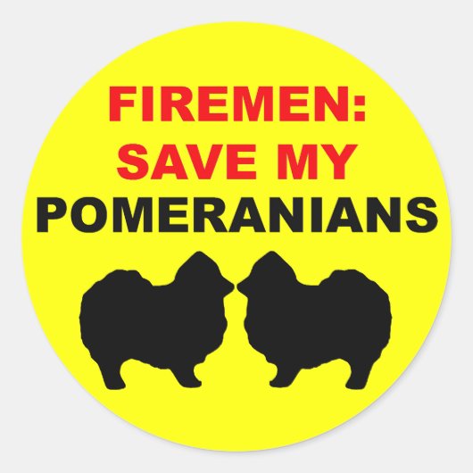 Brandweerman red mijn pomeraniërs ronde sticker (Voorkant)