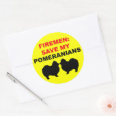 Brandweerman red mijn pomeraniërs ronde sticker (Envelop)