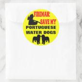 Brandweerman Red mijn Portugese waterhonden Ronde Sticker (Tas)