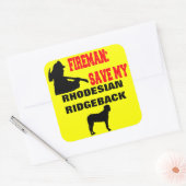 Brandweerman red mijn Rhodesian Ridgeback hond Vierkante Sticker (Envelop)