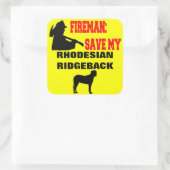 Brandweerman red mijn Rhodesian Ridgeback hond Vierkante Sticker (Tas)