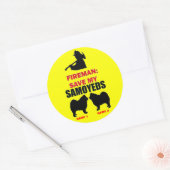 Brandweerman red mijn Samoyeds Ronde Sticker (Envelop)