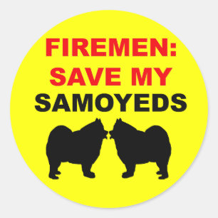 Brandweerman red mijn Samoyeds Ronde Sticker