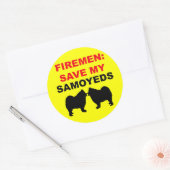 Brandweerman red mijn Samoyeds Ronde Sticker (Envelop)