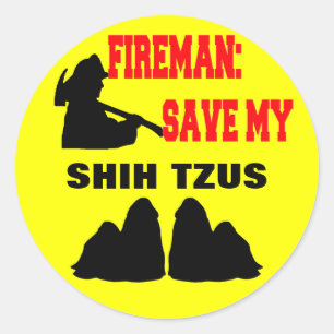 Brandweerman red mijn shih tzus ronde sticker