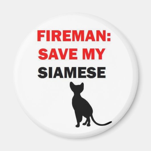 Brandweerman red mijn Siamese kat Magneet (Voorkant)