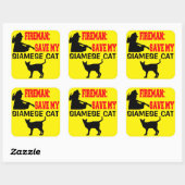 Brandweerman red mijn Siamese kat Vierkante Sticker (Vel)
