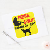 Brandweerman red mijn Siamese kat Vierkante Sticker (Envelop)
