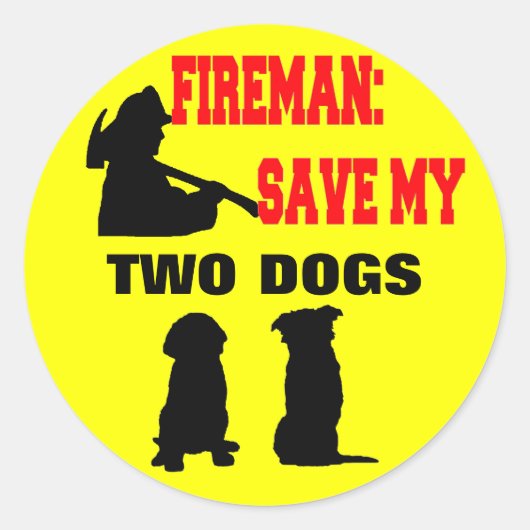 Brandweerman red mijn twee honden ronde sticker (Voorkant)